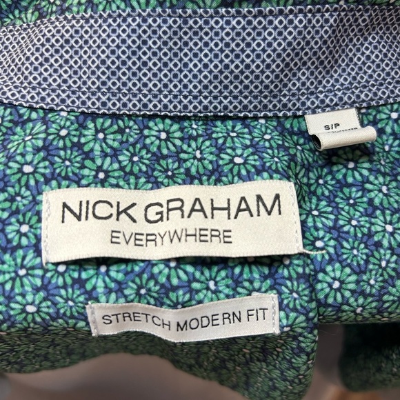 Women's Nick Graham Blue Patterned Button Down Shirt - Picture 5 of 6